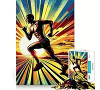 Marathon Runner Sunset Jigsaw Puzzles for Teenagers 1000 Pieces Memory Train Fine Thick Home Game Birthday Present (50x75cm)