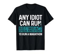 Marathon Running Idiot Marathoner 26.2 Funny Runner T-Shirt, Men, Black, Large