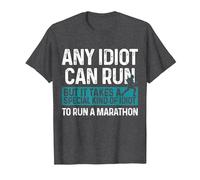 Marathon Running Idiot Marathoner 26.2 Funny Runner T-Shirt, Men, Dark Heather Grey, Large