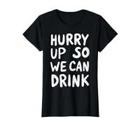 Marathon Support Beer Run Hurry Up So We Can Drink Fun Run T-Shirt, Women, Black, Large