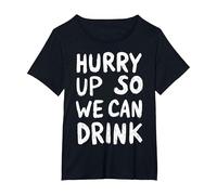 Marathon Support Beer Run Hurry Up So We Can Drink Fun Run T-Shirt, Women's Plus, Black, 2X