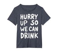 Marathon Support Beer Run Hurry Up So We Can Drink Fun Run T-Shirt, Women's Plus, Heather Blue, 1X
