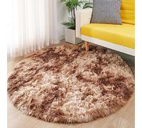 MARATIP Round Rug Shaggy Living Room Rugs for Large Living Room Modern Children's Bedroom Carpets, Soft and Fluffy Rug for the Bedroom (Brown, Diameter 120 cm, Round)