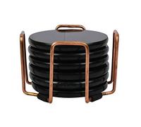 Marbco Black Granite Round Stone Coasters Polished Best Granite Stone Coasters with a fine Color and Solid Build Material Set of 4 (Set of 6)