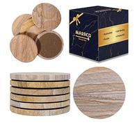 Marbco Sandstone Water Absorbent Hand Crafted Round Coasters for Drinks - 4 Inches Wide Thirsty Stone Bar/Drink Coasters- Made from Rainbow Sandstone (Set of 6 Without Holder)