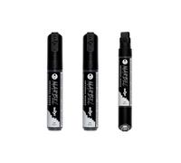 MARBEL - DA0222015100Cpack - Set of 3 Universal Markers with a Wide Rectangular Tip, 15 mm, Black, No. 100 - Creative and Leisure DIY Accessories - for Drawings