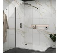 Marbella 500mm Gun Metal Grey Walk in Wet Room Shower Screen 8mm Easy Clean Toughened Safety Glass with Top Support Arm