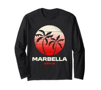 Marbella Spain Palm Tree Andalusia Beach Sunset Design Long Sleeve T-Shirt