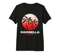 Marbella Spain Palm Tree Andalusia Beach Sunset Design Premium T-Shirt