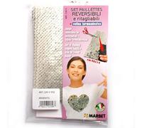 Marbet Flip Reversible Sequin Iron On Fabric 40cm x 14cm (Silver & Silver)