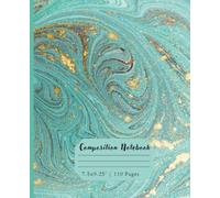 Marble Abstract Composition Notebook - Nature Green & Gold Glitter Design: Wide Ruled, 110 Pages, 7.5 x 9.25 inches - Elegant Acrylic Marble Artwork Cover for Journaling, Writing & School