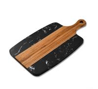 Marble and Wood Cheese Board 2-in-1 Cutting Board Serving Tray for Charcuterie | Meat | Fruit | Vegetable Platters | Elegant Kitchen Decor for Entertaining |(B)