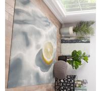 Marble Area Rug with Fresh Citrus Design for Kitchen 120x180cm Washable