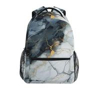 Marble Art Black School Backpack for Girls Boys Bookbags Stylish Design Student Bags