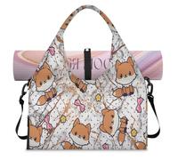 Marble Art Fox Sports Duffle Bag with Shoe Compartment Fox Designs Weekend Overnight Bags Tote Cabin Luggage Bag for Gym Yoga Travel