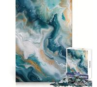Marble Art Puzzles for Teenagers 1000 Pieces Mental Boost Fine Detail Fun Challenge Room Decor (38x52cm)