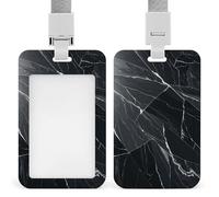 Marble Background Sliding Id Badge Holder Heavy Duty Waterproof Badge Clip Plastic Key Card Work Holder Case Vertical Sleeve Pocket for Teacher Student
