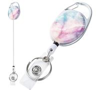 Marble Badge Reels Retractable | Marble Design Badge Clip Keychain | Sturdy BadgeHolder for ID, Key, Access Card | Space-Saving Office, School, Hospital Accessories