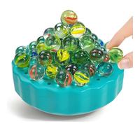 Marble Balance Game, 60-Piece Set with Challenge Cards & Storage, Exciting Family Party Game for 1-6 Players, Travel Birthday blue