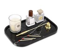 Marble Bathroom Vanity Tray, Black Marquina, 30 x 20 x 1.8cm | Natural Marble, Rectangular, Home Bathroom Table Tray, Stone Decorative Serving Trays for Coffee Perfume Jewelry Makeup