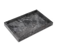 Marble Bathroom Vanity Tray, Natural Luxury Vanity Home Kitchen Bathroom Table Tray, Stone Decorative Countertop Dresser Trays for Key Coffee Perfume Jewelry Makeup (Black, 12"x 8" x1.2")
