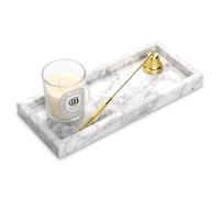 Marble Bathroom Vanity Tray, Natural Luxury Vanity Home Kitchen Bathroom Table Tray, Stone Decorative Countertop Dresser Trays for Key Coffee Perfume Jewelry Makeup (Carrara White, 12"x 5" x1.2")