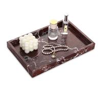 Marble Bathroom Vanity Tray, Natural Luxury Vanity Home Kitchen Bathroom Table Tray, Stone Decorative Countertop Dresser Trays for Key Coffee Perfume Jewelry Makeup (Rosso Lepanto, 12"x 8" x1.2")