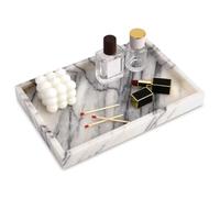 Marble Bathroom Vanity Tray - Natural Stone Decorative Countertop Tray for Keys, Coffee, Perfume, Jewelry, Makeup, Lilac,30.5 x 20.3 x 3 cm