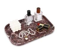 Marble Bathroom Vanity Tray, Natural Travertine Marble Home Kitchen Bathroom Table Tray, Stone Decorative Countertop Serving Trays for Coffee Perfume Jewelry Makeup (Rosso Lepanto L)