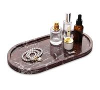 Marble Bathroom Vanity Tray Rosso Lepanto, Oval Natural Luxury Marble Home Kitchen Bathroom Table Tray, Stone Decorative Countertop Serving Trays for Coffee Perfume Jewelry Makeup Key 30 x 15 cm