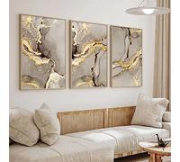 Marble Beige Gold Abstract Wall Art Posters Luxury Canvas Painting Prints Pictures Modern Living Room Interior Home Decoration 30x40cm(12x16in) x3 with frame