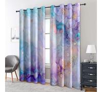 Marble Blackout Curtains, 72 Drop, Blue Purple Abstract Printed Curtains for Living Room, Bedroom, Eyelet Drapes for Window Home Decor, 46x72 Inch 2 Panels O1C1-38