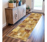 Marble Block Runner Rugs for Hallway, Home Decor, 80 x 150, Washable Gold Geometric Granite Carpet Runners for Kitchen, Entryway, Bedroom, Soft, Non Slip, Thin xt357