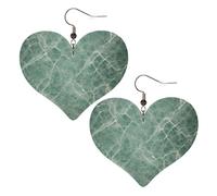 Marble Blue Grey Elegant Leather Heart-Shaped Earrings-Fashionable And Unique Accessories For Everyday Wear