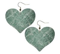 Marble Blue Grey Elegant Leather Heart-Shaped Earrings-Fashionable And Unique Accessories For Everyday Wear