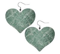 Marble Blue Grey Elegant Leather Heart-Shaped Earrings-Fashionable And Unique Accessories For Everyday Wear