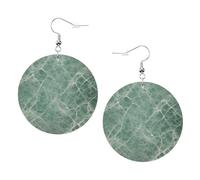 Marble Blue Grey Elegant Leather Round Earrings-Fashionable And Unique Accessories For Everyday Wear