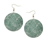 Marble Blue Grey Elegant Leather Round Earrings-Fashionable And Unique Accessories For Everyday Wear