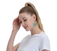 Marble Blue Grey Elegant Leather Star Earrings-Fashionable And Unique Accessories For Everyday Wear