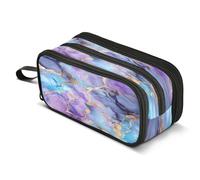 Marble Blue Purple Vortex Fluid Pencil Case Big Capacity Pen Bag Pouch Holder 3 Compartments Large Pencil Box for Boys Girls School Storage Organizer