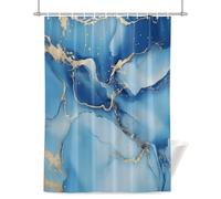 Marble Blue Shower Curtain for Bathroom, Abstract Art Stone Texture Fluid Art Modern Waterproof Cloth Fabric Bathroom Accessories Set with 12 Rust Proof Plastic Hooks, 56” x 78”