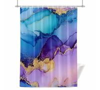 Marble Blue Shower Curtain for Bathroom, Gold Line Gradient Purple Modern Wavy Waterproof Cloth Fabric Bathroom Accessories Set with 12 Rust Proof Plastic Hooks, 36” x 72”