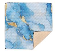 Marble Blue White Cute Foldable Baby Play Mat for Floor 1-Piecing Activity Gym Mat for Babies Infants Toddlers, 50'' x 50''
