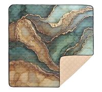 Marble Brown Green Cute Foldable Baby Playmat for Floor Waterproof Padded Play Mat for Babies Infants Toddlers, 50'' x 50''