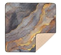 Marble Brown Grey Cute Foldable Baby Play Mat for Indoor Outdoor Comfortable Kicking Mat for Babies Infants Toddlers, 50'' x 50''