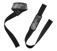 Marble Brown Grey Weightlifting Wrist Bands 66cm Neoprene Padded Pair Gym Straps For Weight Lifting, Bodybuilding, Strength Training