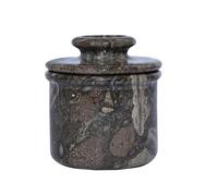 Marble Butter Keeper - Round Butter Dish with Lid for Countertop, Natural Stone Butter Crock, 4" x 3.5" Oceanic Marble Kitchen Decor