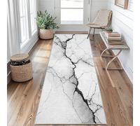Marble Carpet Runner, Grey Marble Print Hallway Runner Rug, 60x300cm Carpet For Indoor Kitchen Laundry Non-Slip Washable Short Pile