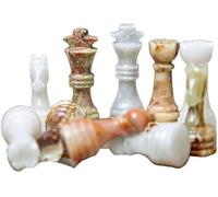 Marble Chess Pieces Set Stone Figures for Adults Chess Pieces competible for 10 inch 12 inch 15 inch Board (Onyx Green and White)