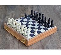 Marble Chess Set 25.5 cm Classic Staunton Chess Board Game Box with Storage for Pieces with Velvet Interior for Kids Adults